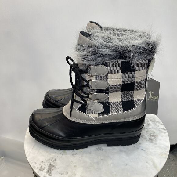 Natural Reflections Lumber Jill Pac Boots Women's 9 Gray White Plaid NWT - Picture 3 of 13